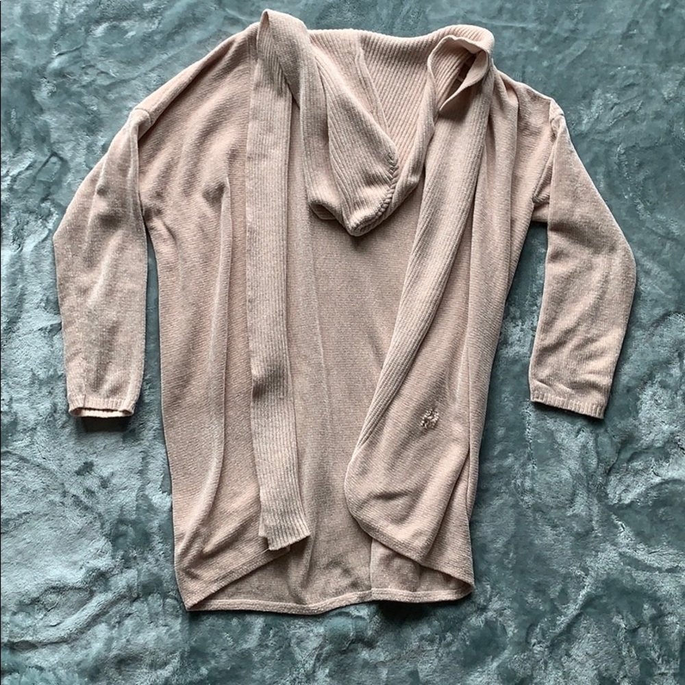 Cream colored cardigan with hood